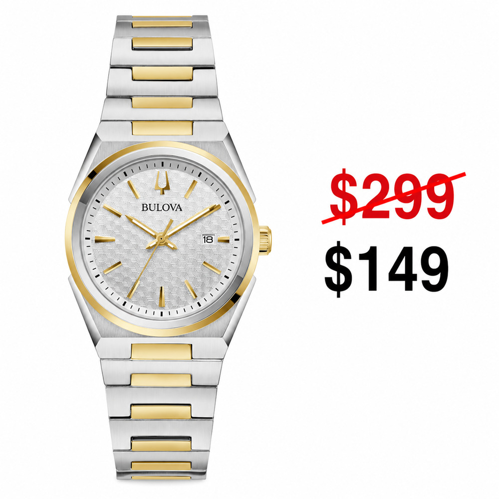 Bulova Classic Two-Tone Stainless Steel Quartz Men's Watch 98B424 NEW